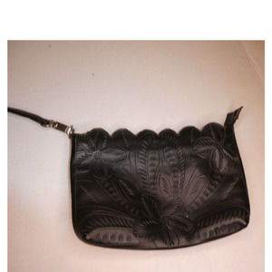 Labrado Hand Made Leather Embossed Tooled Wristlet Wildflower